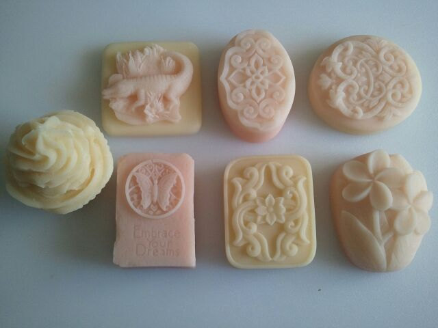 Plumeria Gift Soaps ultra-rich Shea and Cocoa butter goats milk, 4 oz each, you select Soap style & Color